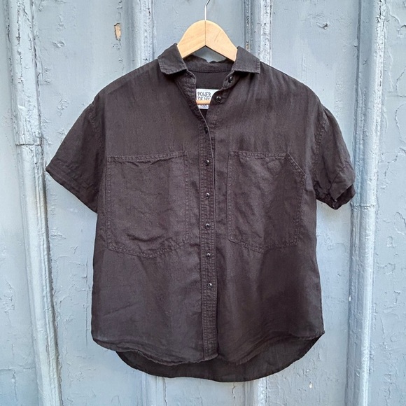 Power of my People black Wayward Fit Ss button up shirt, size xxs - Picture 4 of 14